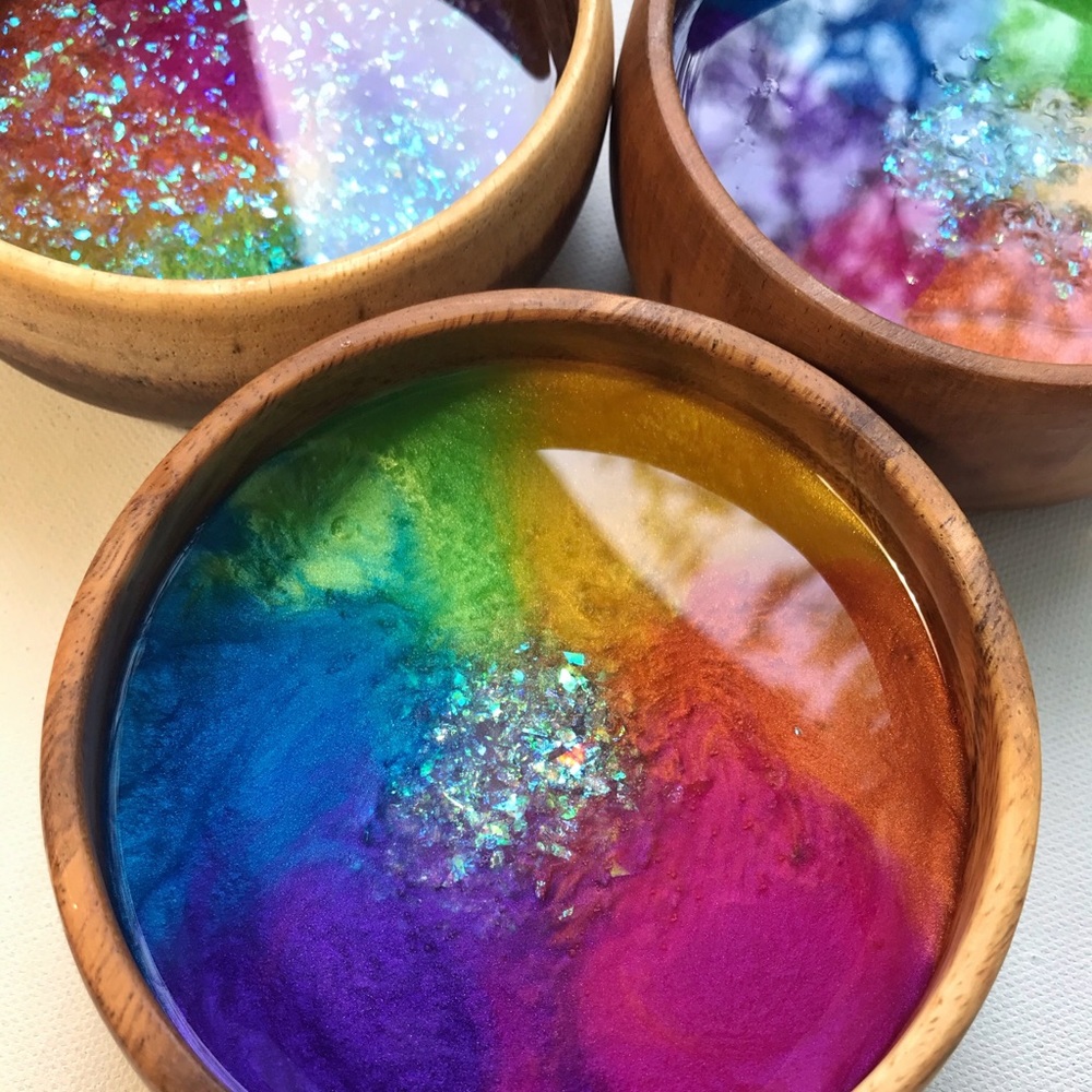 Rainbow 🌈 Shave Ice Geode Crystal Jewelry Dish
